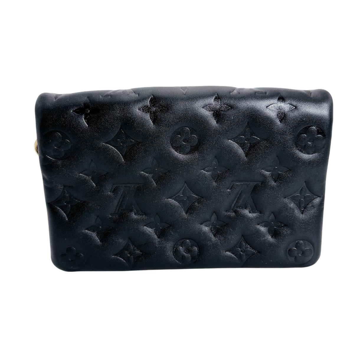 Louis Vuitton Shoulder Bag M82116 Lambskin Black Monogram Pochette Coussin