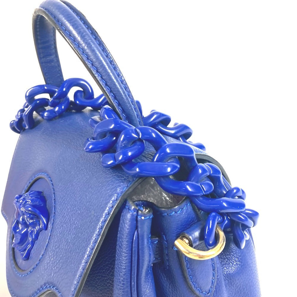 Versace Handbag Leather Blue Medusa Logo
