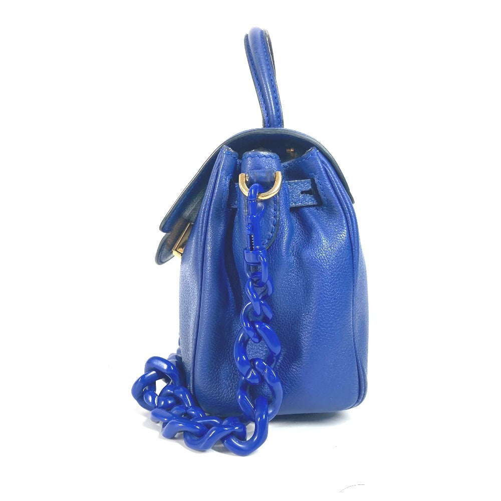 Versace Handbag Leather Blue Medusa Logo