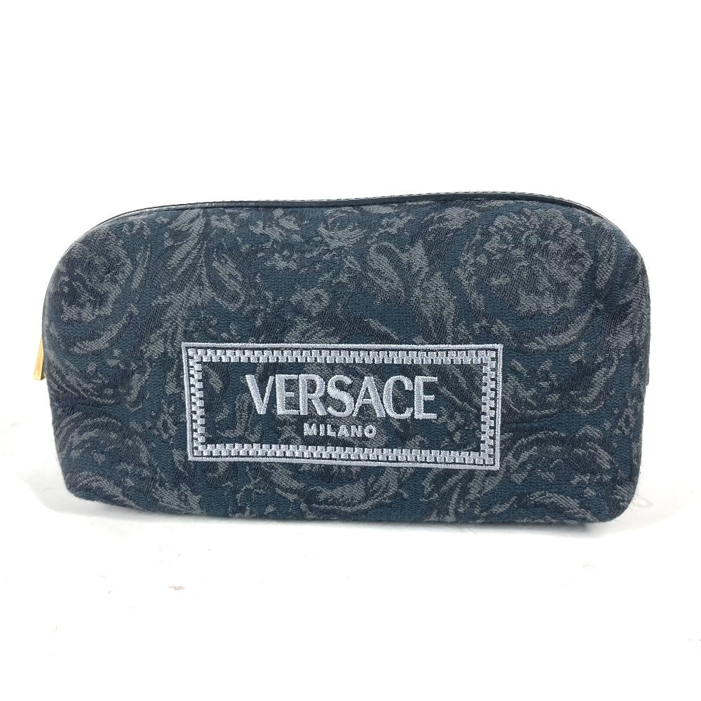 Versace Pouch Canvas Black Type Logo Women