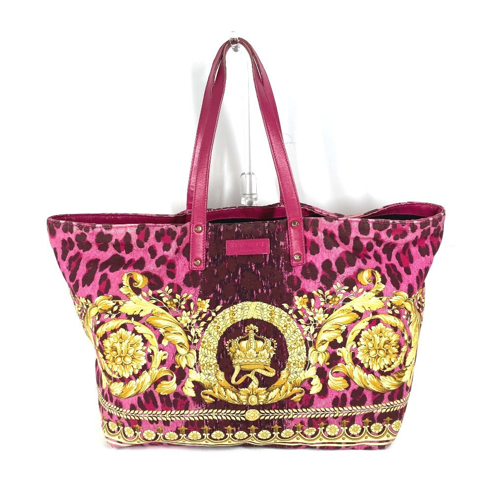 Versace Tote Bag Canvas / Leather Pink Overall Handle Women