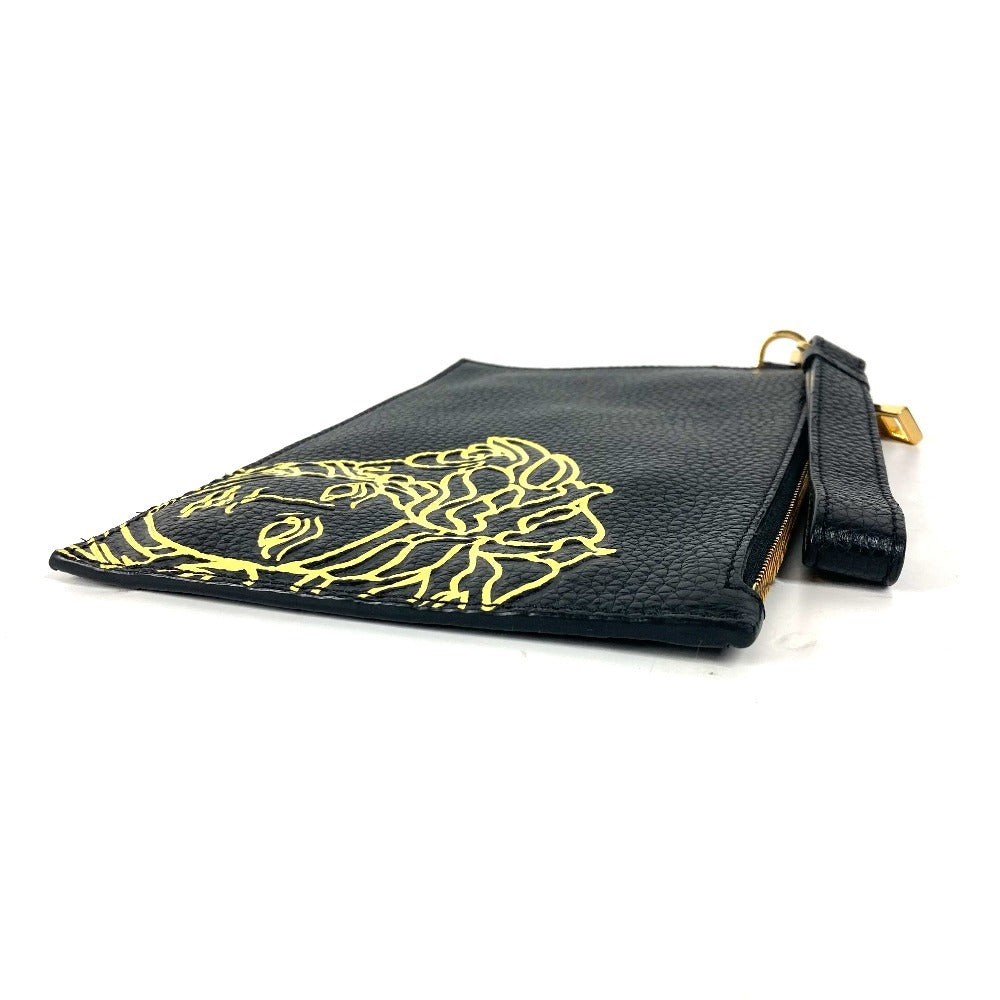 Versace Clutch Bag Leather Black Pouch Bag Logo Medusa Unisex(Unisex)