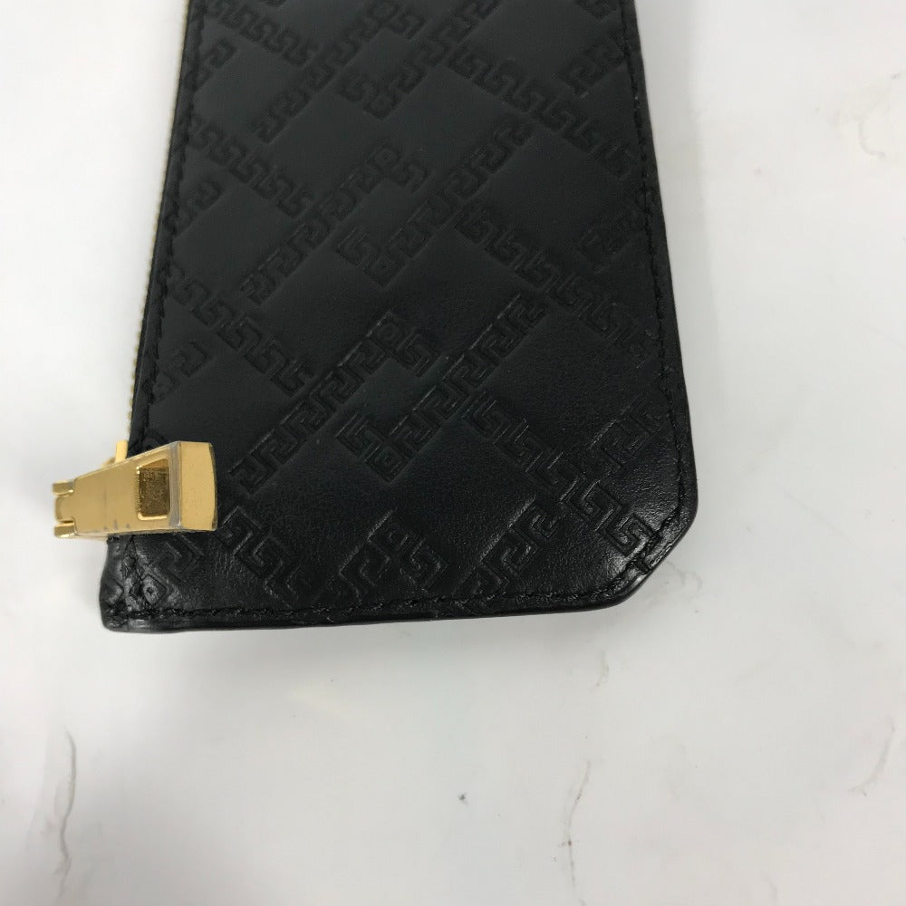Versace Coin Case Leather Black Wallet Coin Pocket Medusa Mens