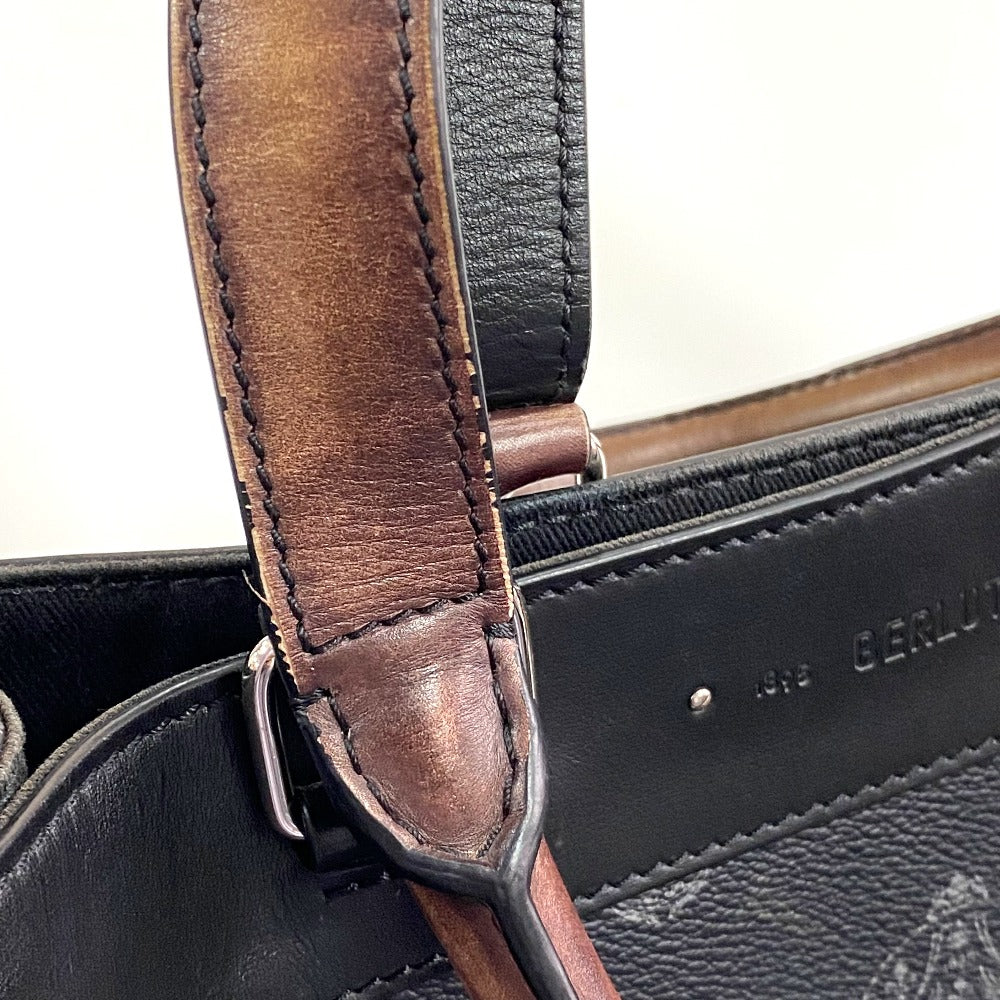 Berluti Tote Bag Canvas / Leather Black Ulysse Small Mens