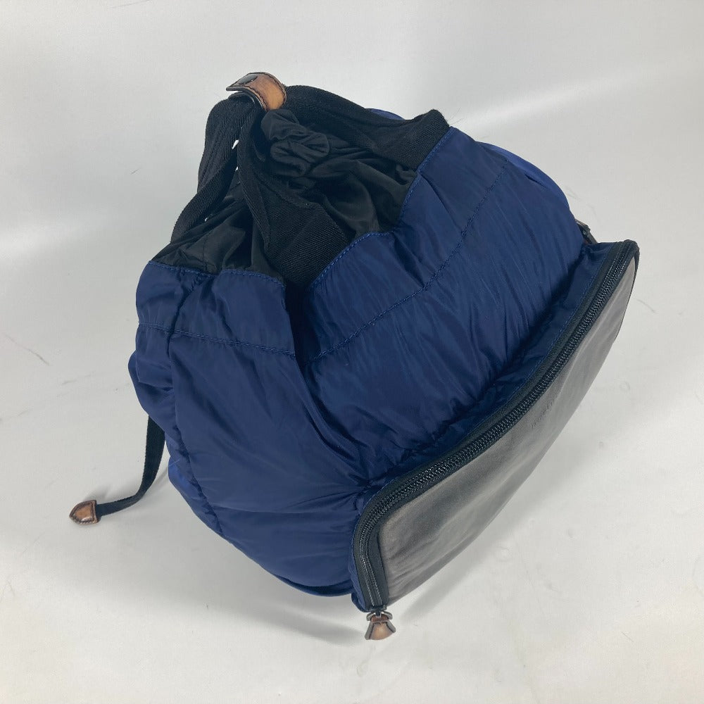 Berluti Backpack Leather / Nylon Blue Logo Mens