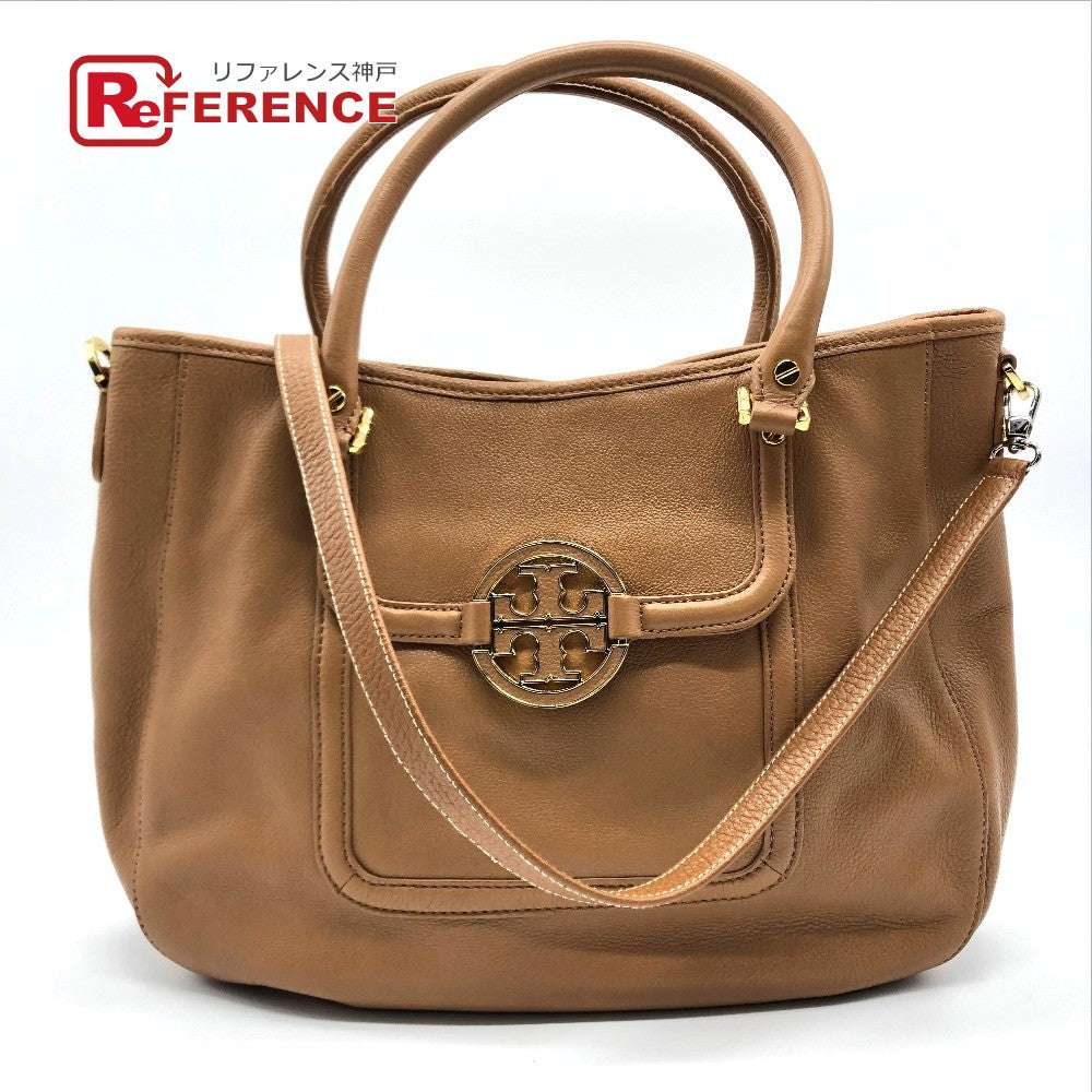 Tory Burch Tote Bag Leather Camel Brown Amanda Handbag