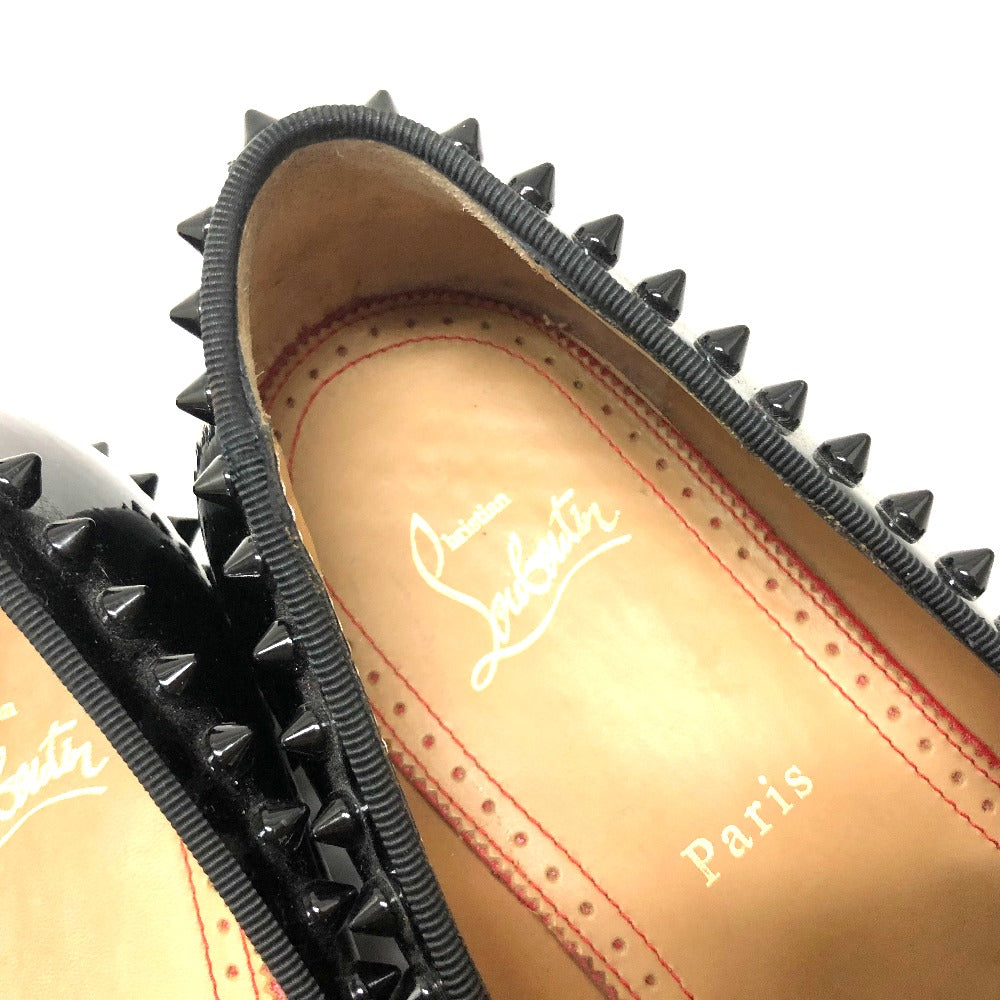 Christian Louboutin Leather Shoes Patent Leather Black Loafers Studs Mens 41