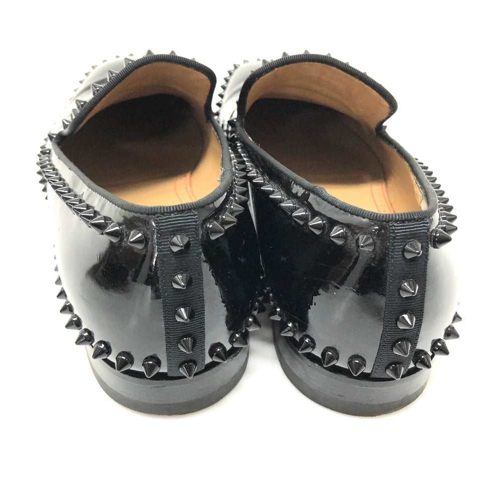 Christian Louboutin Leather Shoes Patent Leather Black Loafers Studs Mens 41