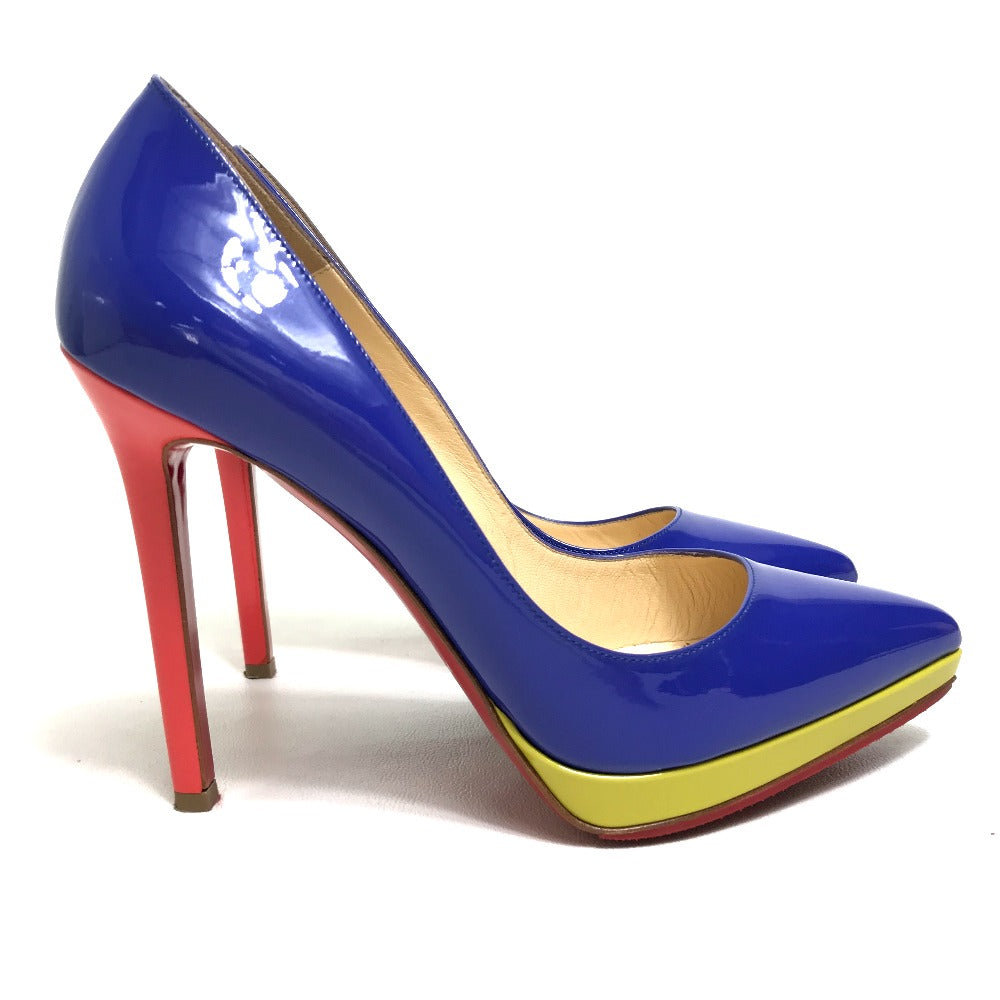 Christian Louboutin Pumps 1110971 Patent Leather Blue X Red X Yellow Tricolor Women 36