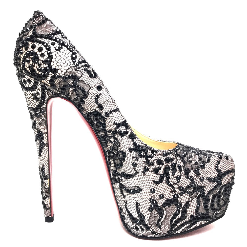 Christian Louboutin Pumps Sequins, Satin Black Race Women 40