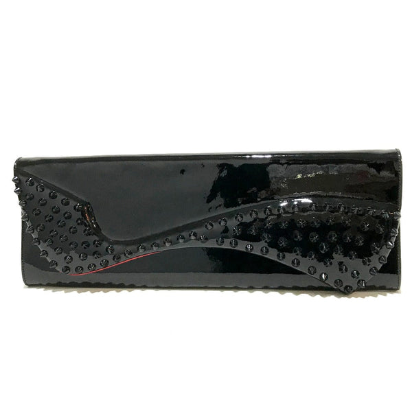 Christian Louboutin Clutch Bag 3120524 Patent Leather Black Spike Studs Pigalle Enamel Women