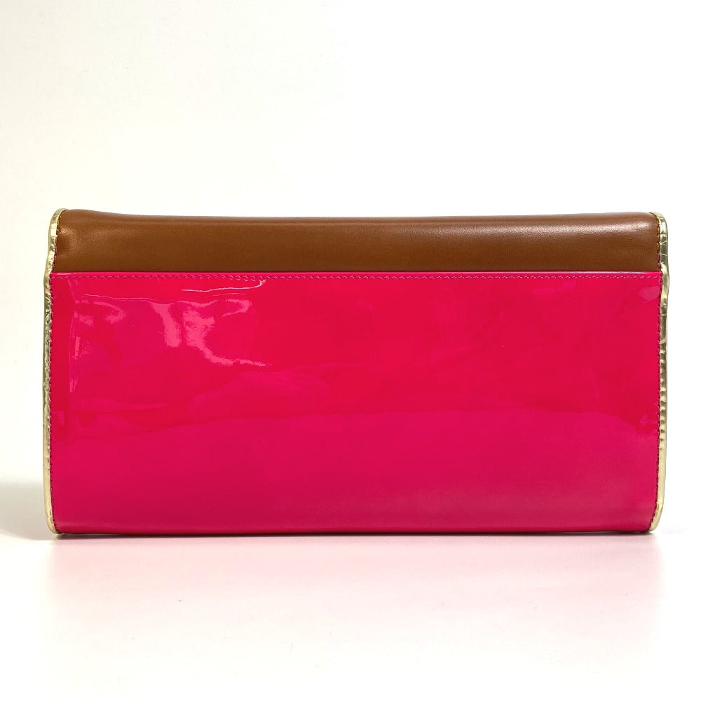 Christian Louboutin Clutch Bag 1120586 Calfskin/Patent Leather/Suede Brown X Pink By Color Riviera