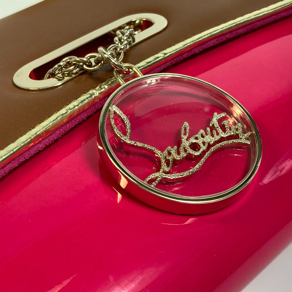 Christian Louboutin Clutch Bag 1120586 Calfskin/Patent Leather/Suede Brown X Pink By Color Riviera