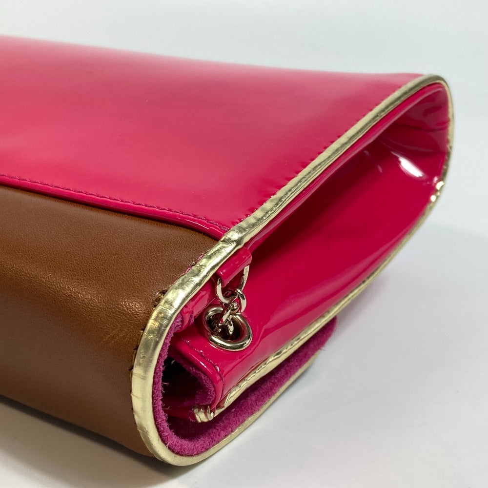 Christian Louboutin Clutch Bag 1120586 Calfskin/Patent Leather/Suede Brown X Pink By Color Riviera