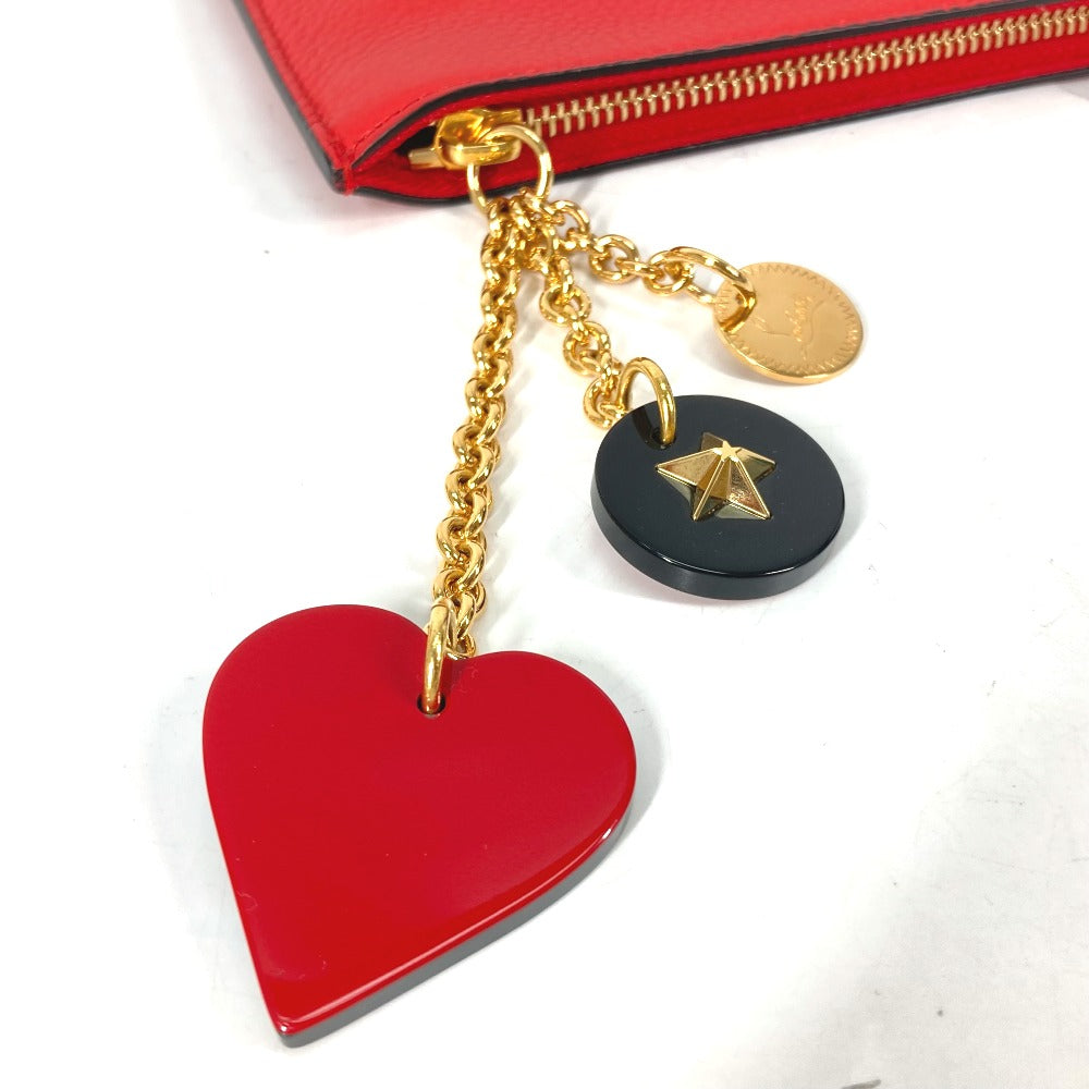 Christian Louboutin Clutch Bag 1185073 Leather Black Heart Charm With Logo Women