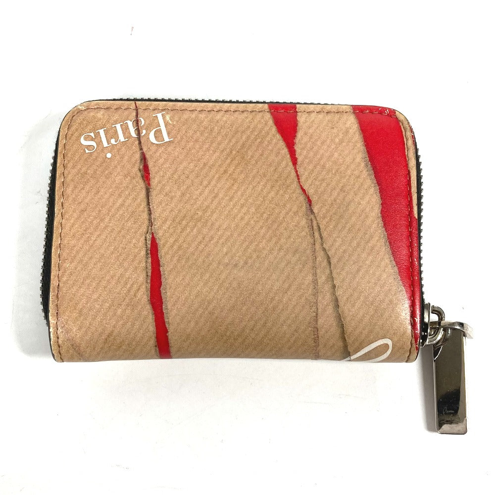 Christian Louboutin Coin Case Leather Beige Wallet Coin Pocket Craft Logo Women