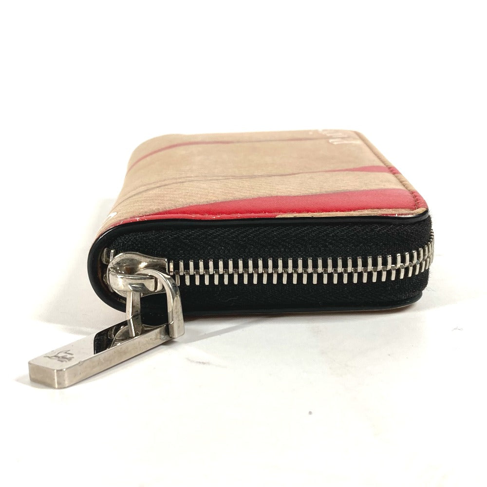 Christian Louboutin Coin Case Leather Beige Wallet Coin Pocket Craft Logo Women