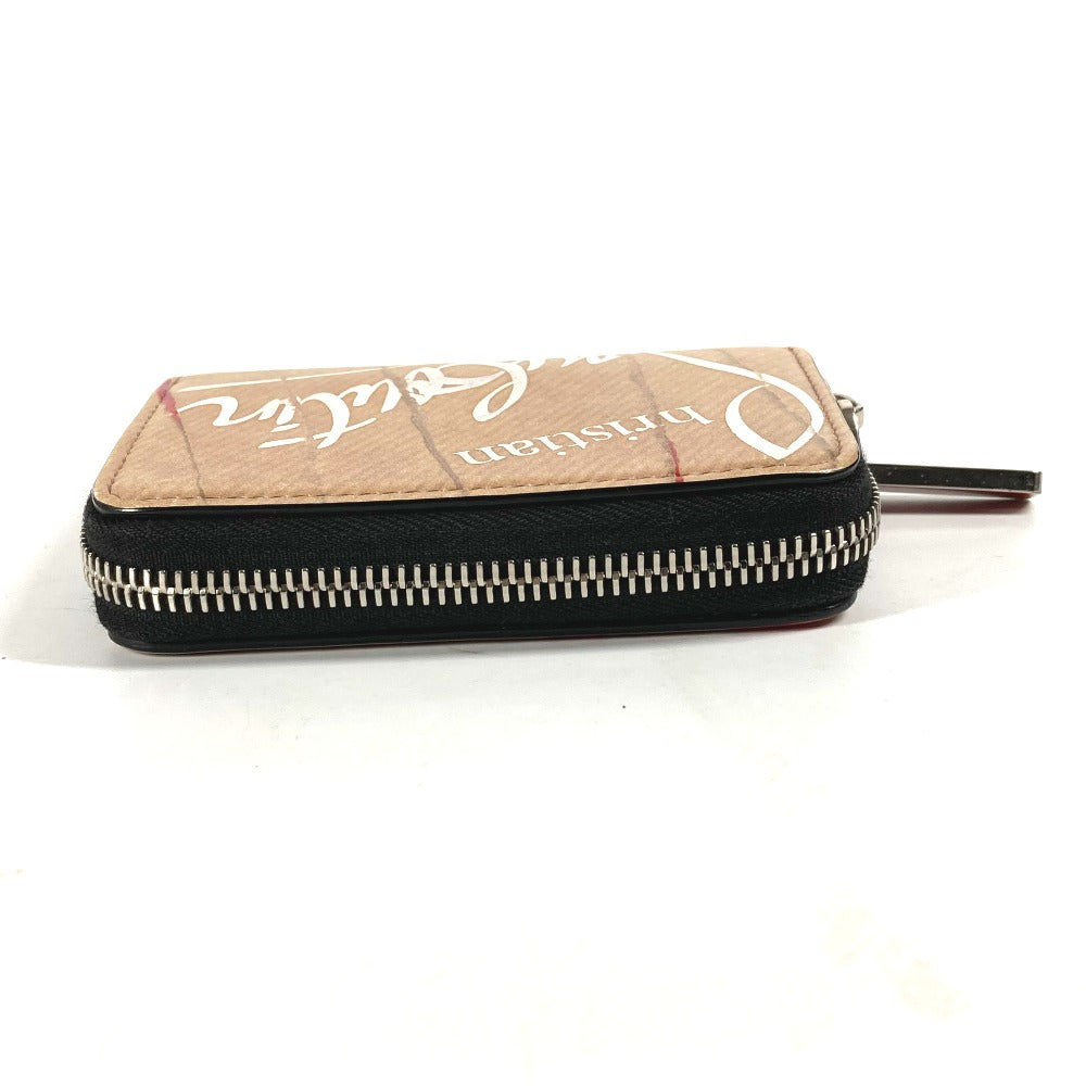 Christian Louboutin Coin Case Leather Beige Wallet Coin Pocket Craft Logo Women