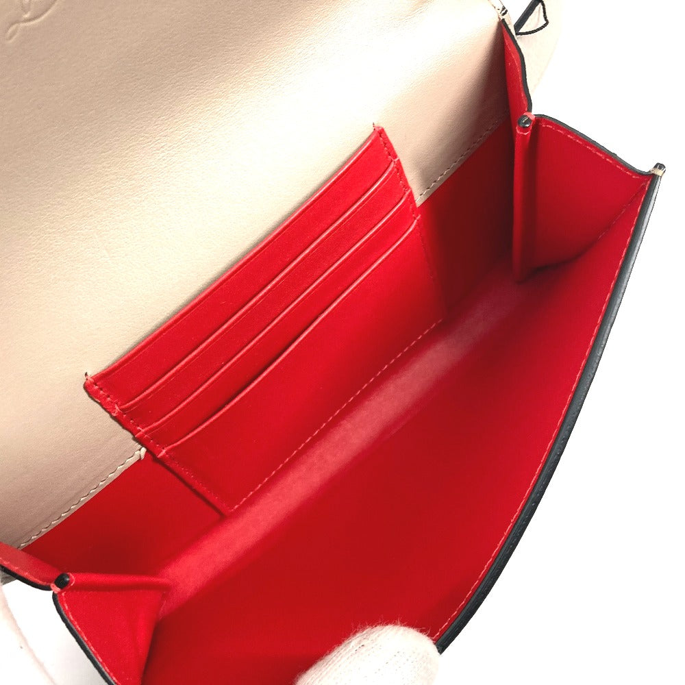 Christian Louboutin Waist Bag 3195109 Leather Beige Belt Chain Bag Logo Women