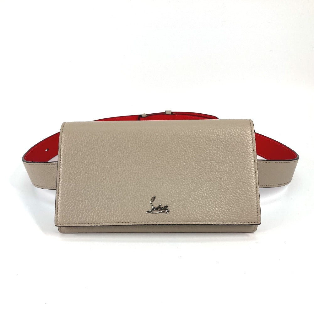 Christian Louboutin Waist Bag 3195109 Leather Beige Belt Chain Bag Logo Women