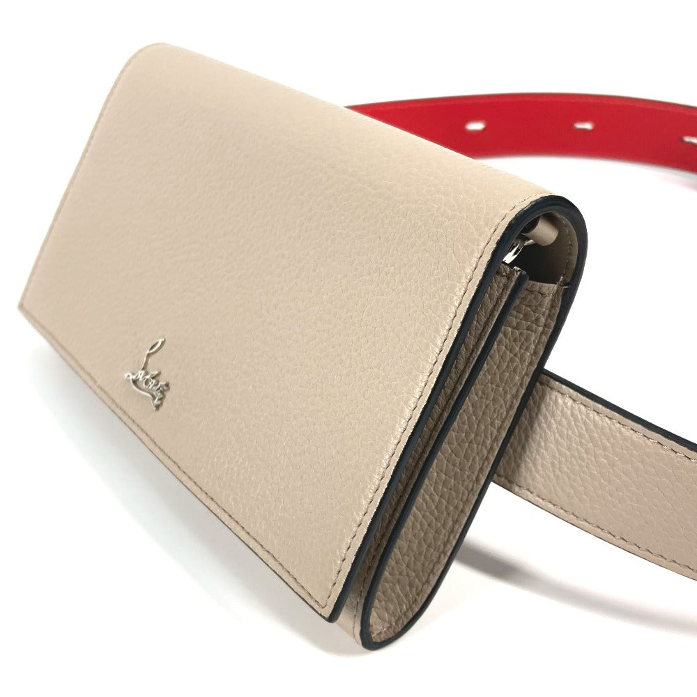 Christian Louboutin Waist Bag 3195109 Leather Beige Belt Chain Bag Logo Women