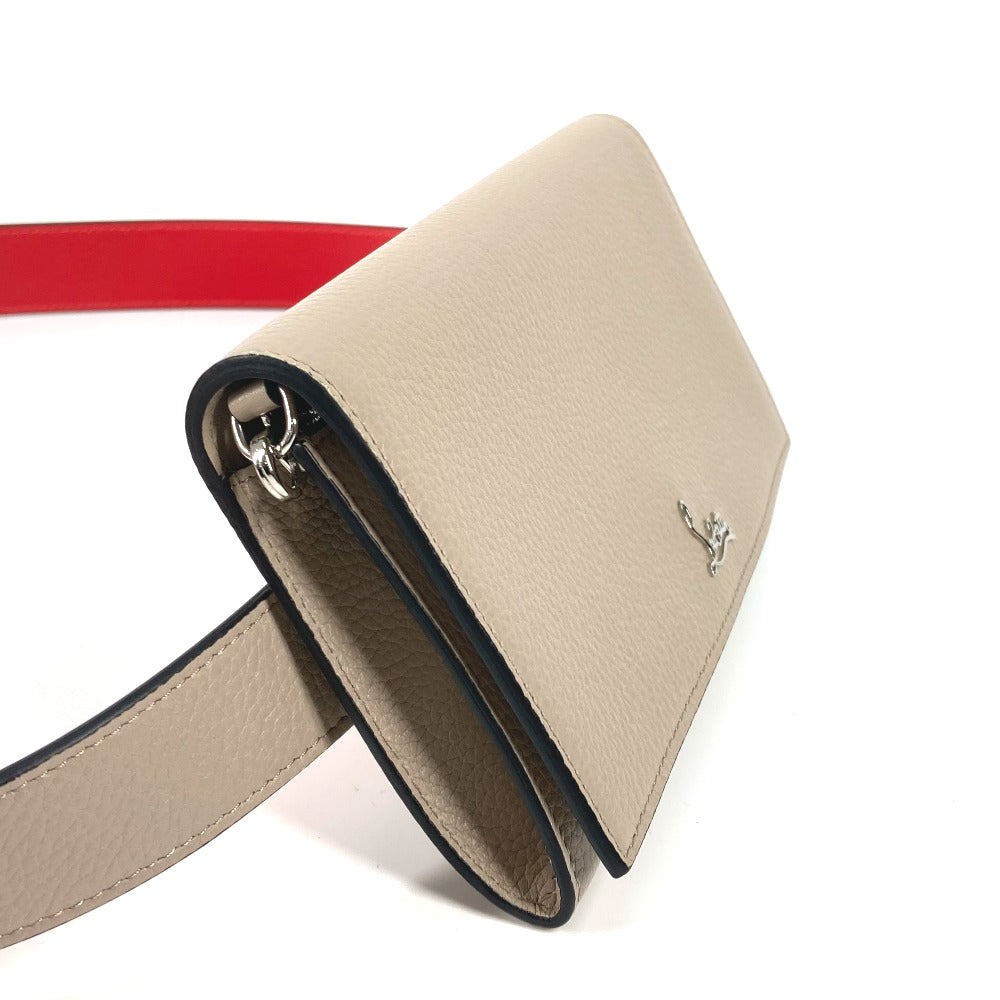 Christian Louboutin Waist Bag 3195109 Leather Beige Belt Chain Bag Logo Women