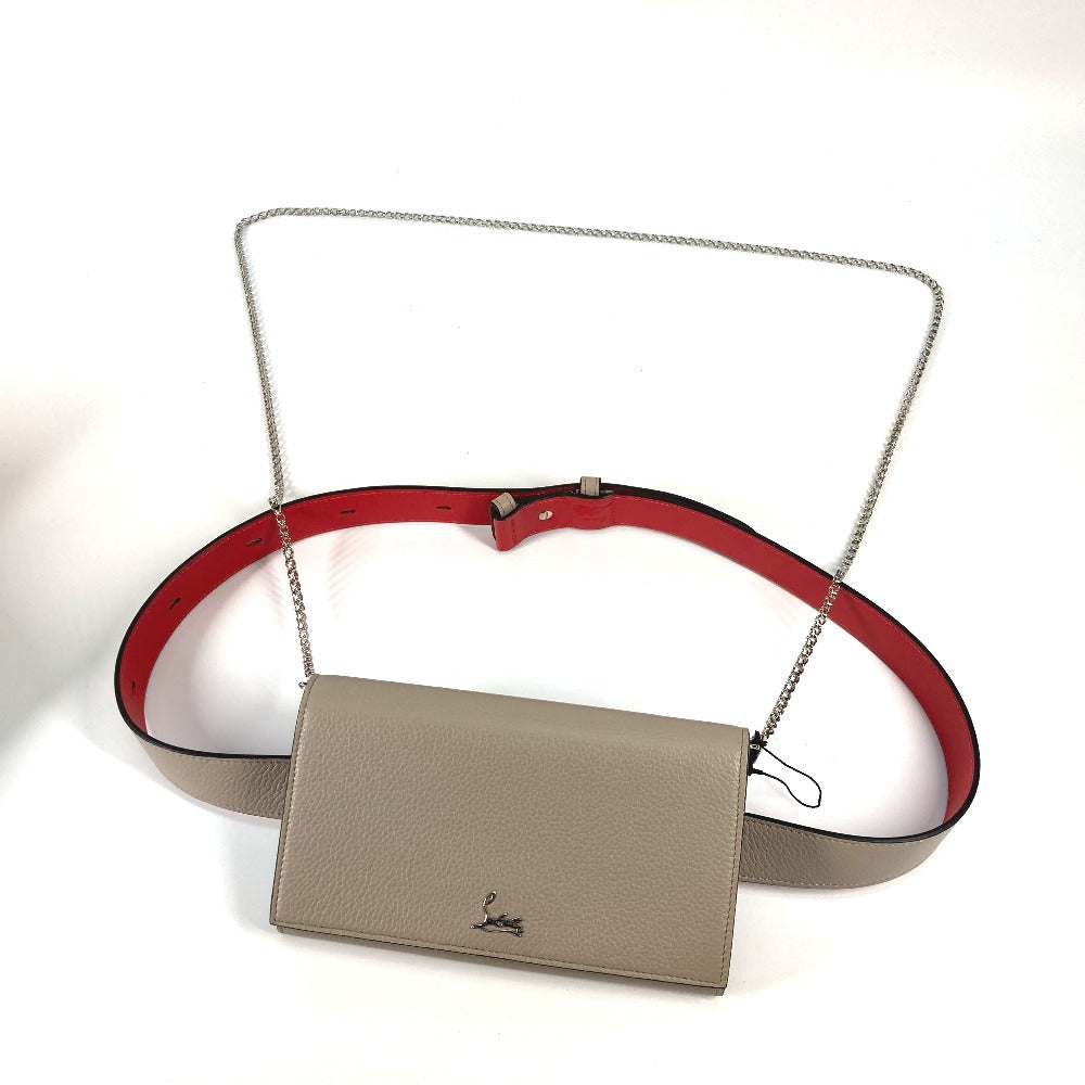 Christian Louboutin Waist Bag 3195109 Leather Beige Belt Chain Bag Logo Women