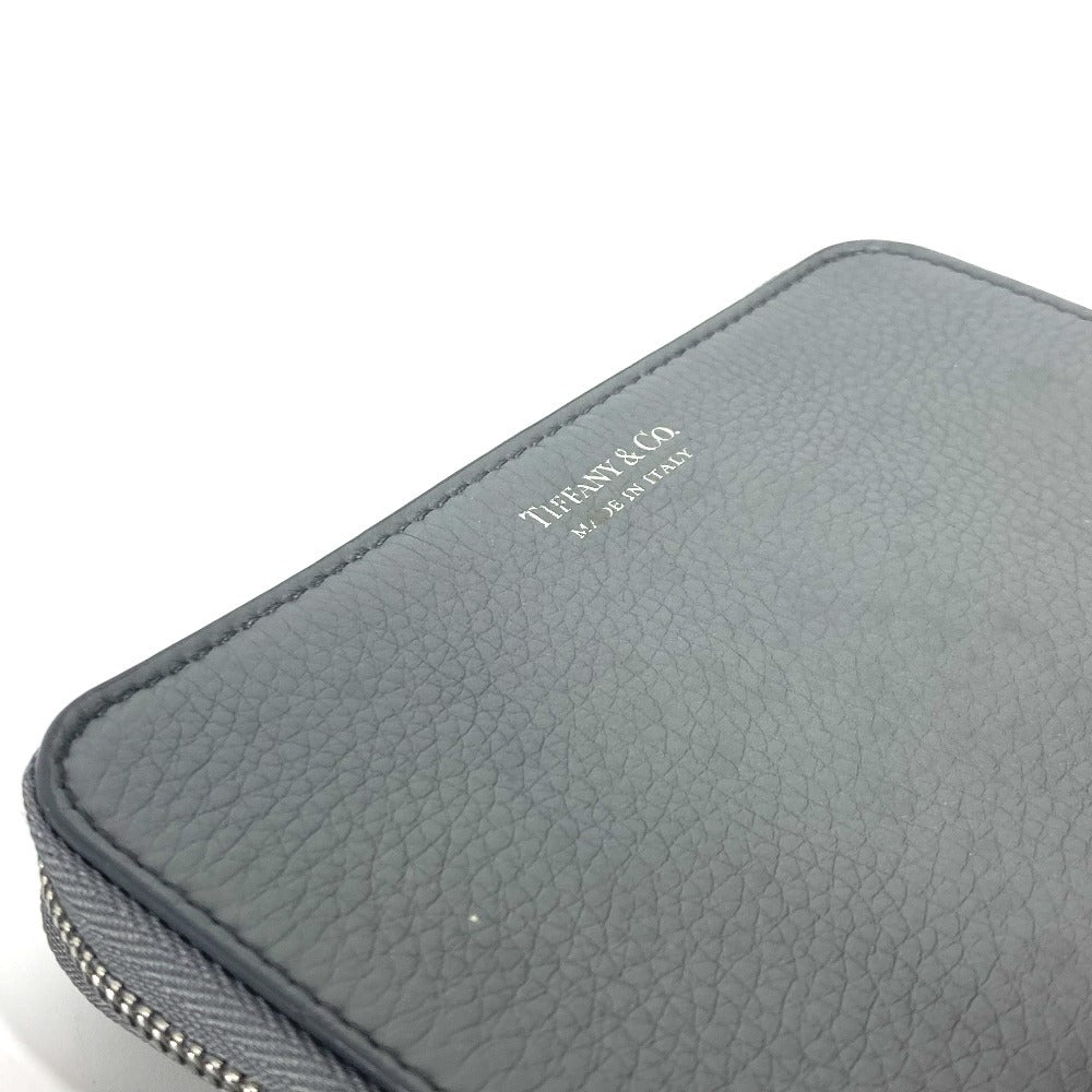 Tiffany&Co. Pouch Leather Gray Smartphone Pouch Card Case Business Card Holder Pass Case Logo Women