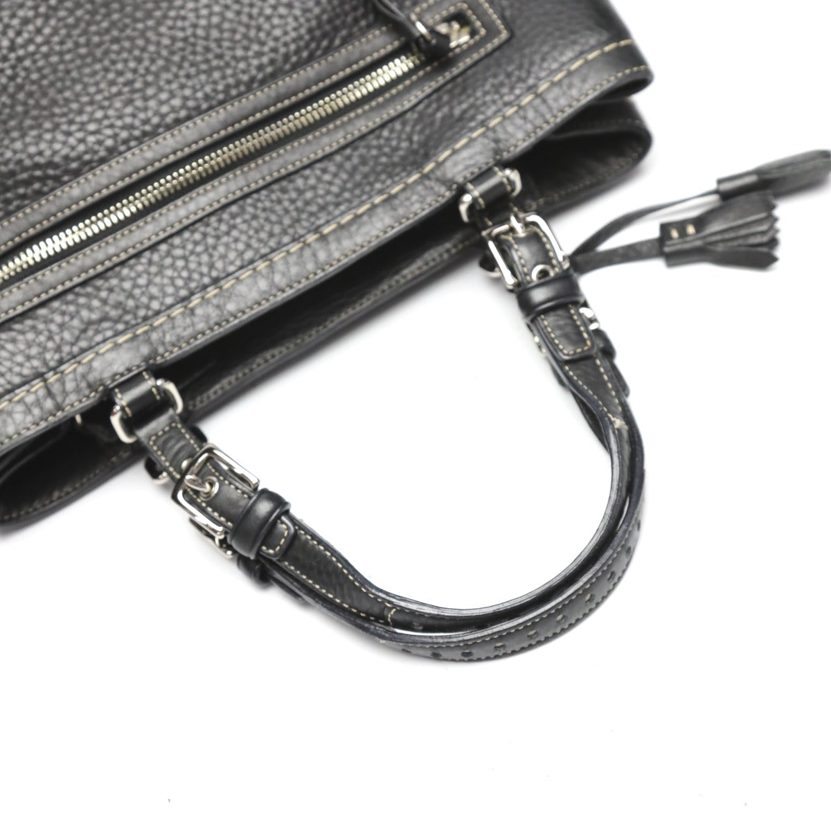 Coach Handbag 5055 Leather Black Hamptons Fringe Women