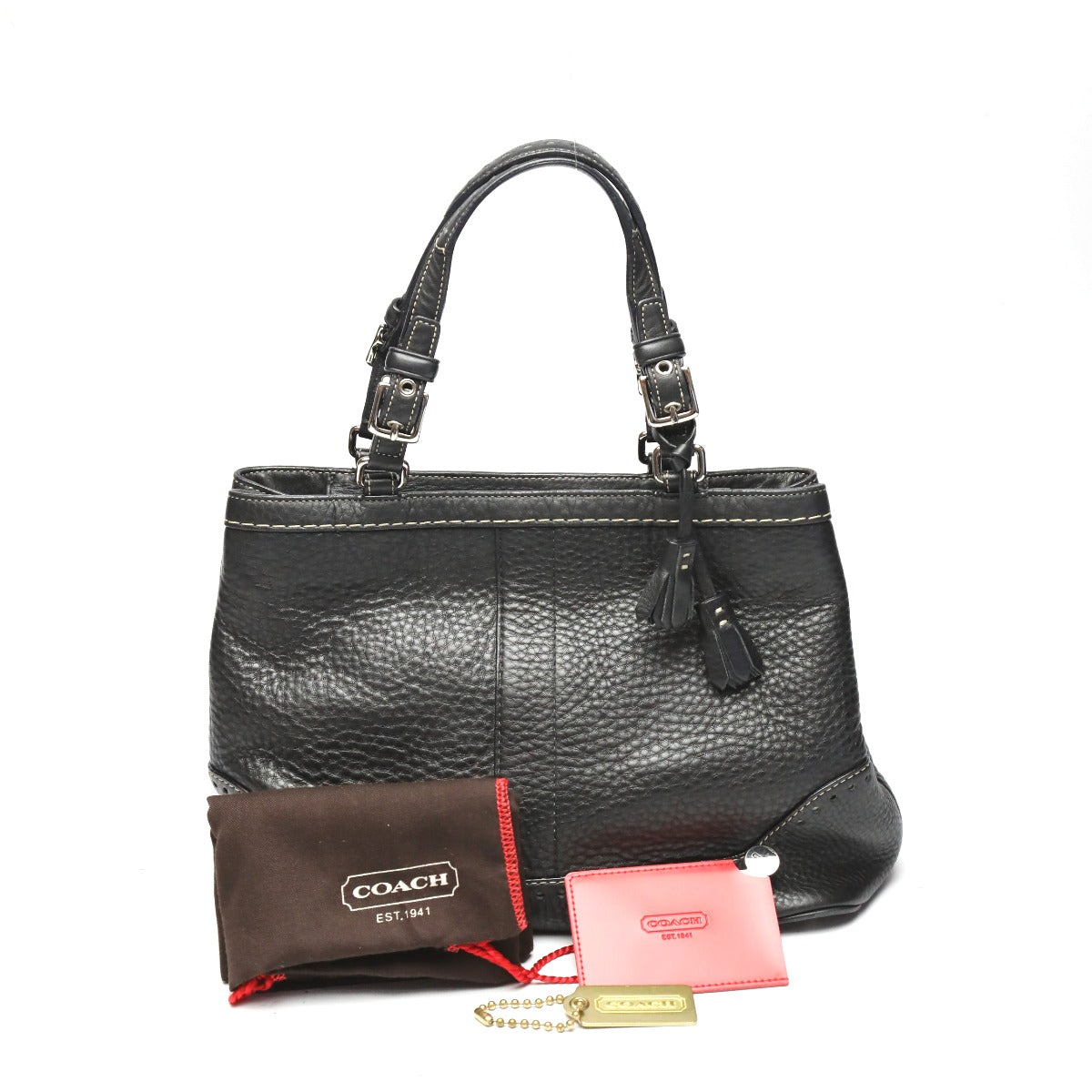 Coach Handbag 5055 Leather Black Hamptons Fringe Women
