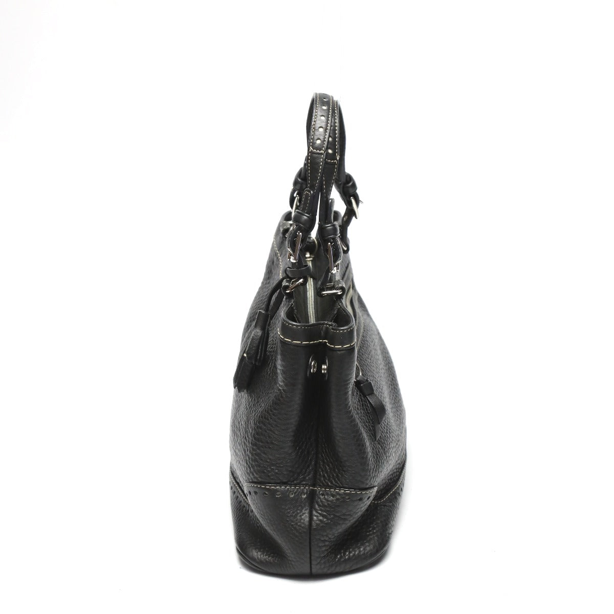 Coach Handbag 5055 Leather Black Hamptons Fringe Women