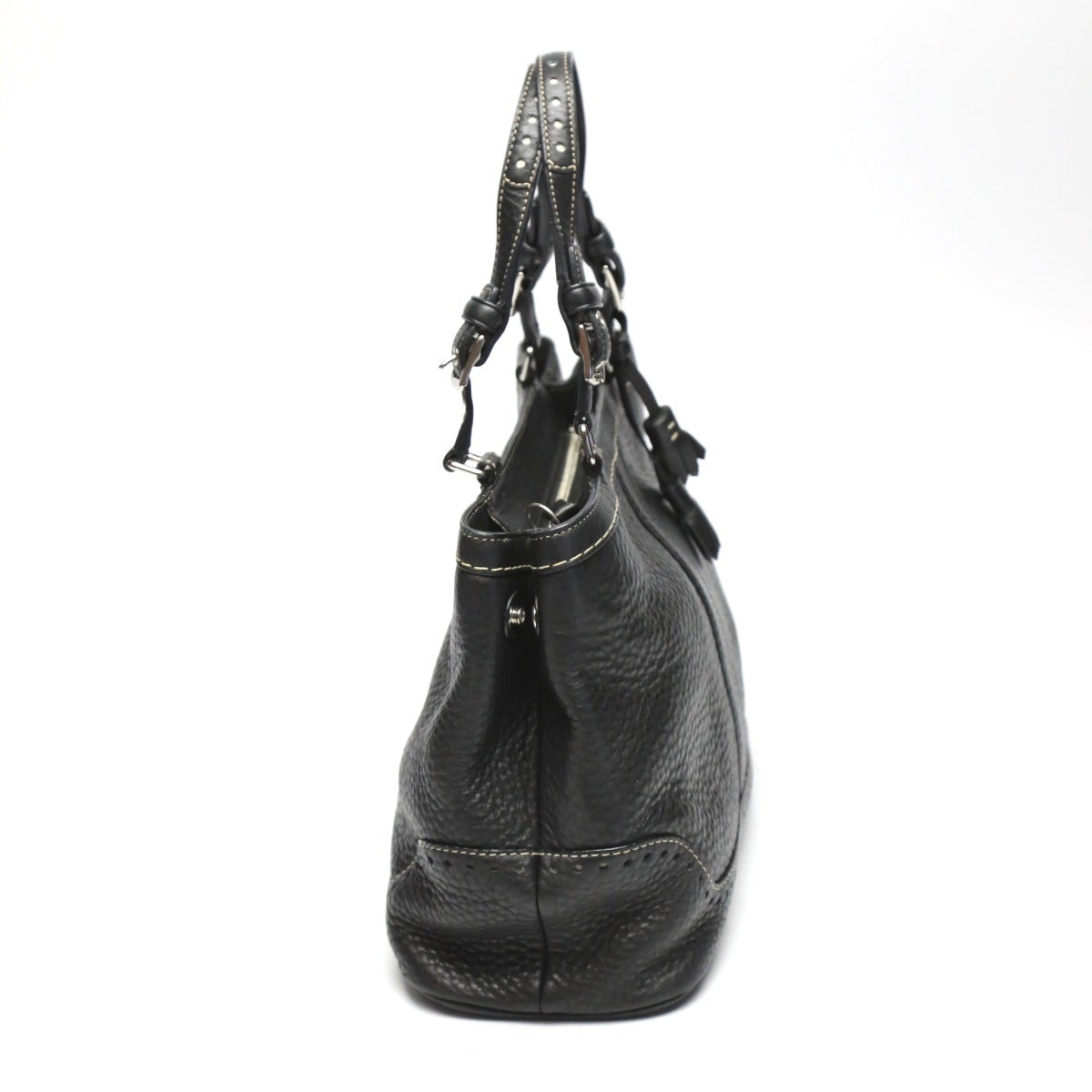 Coach Handbag 5055 Leather Black Hamptons Fringe Women