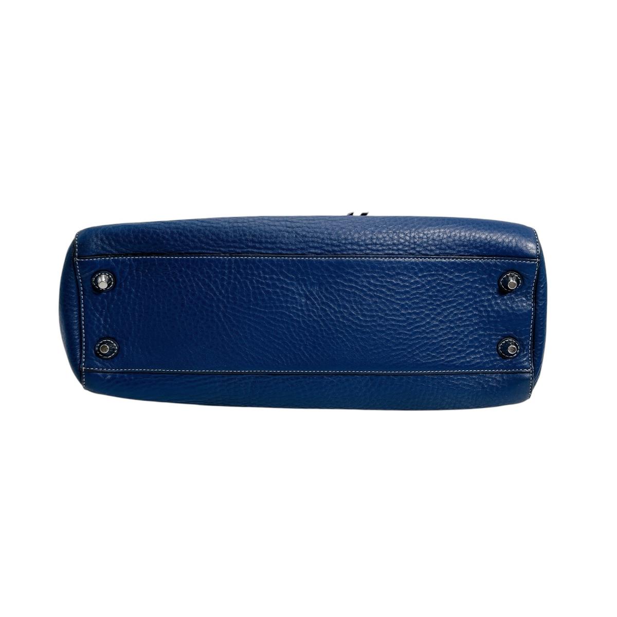 Coach Tote Bag E0982-F13087 Leather Blue Carryall Pebble