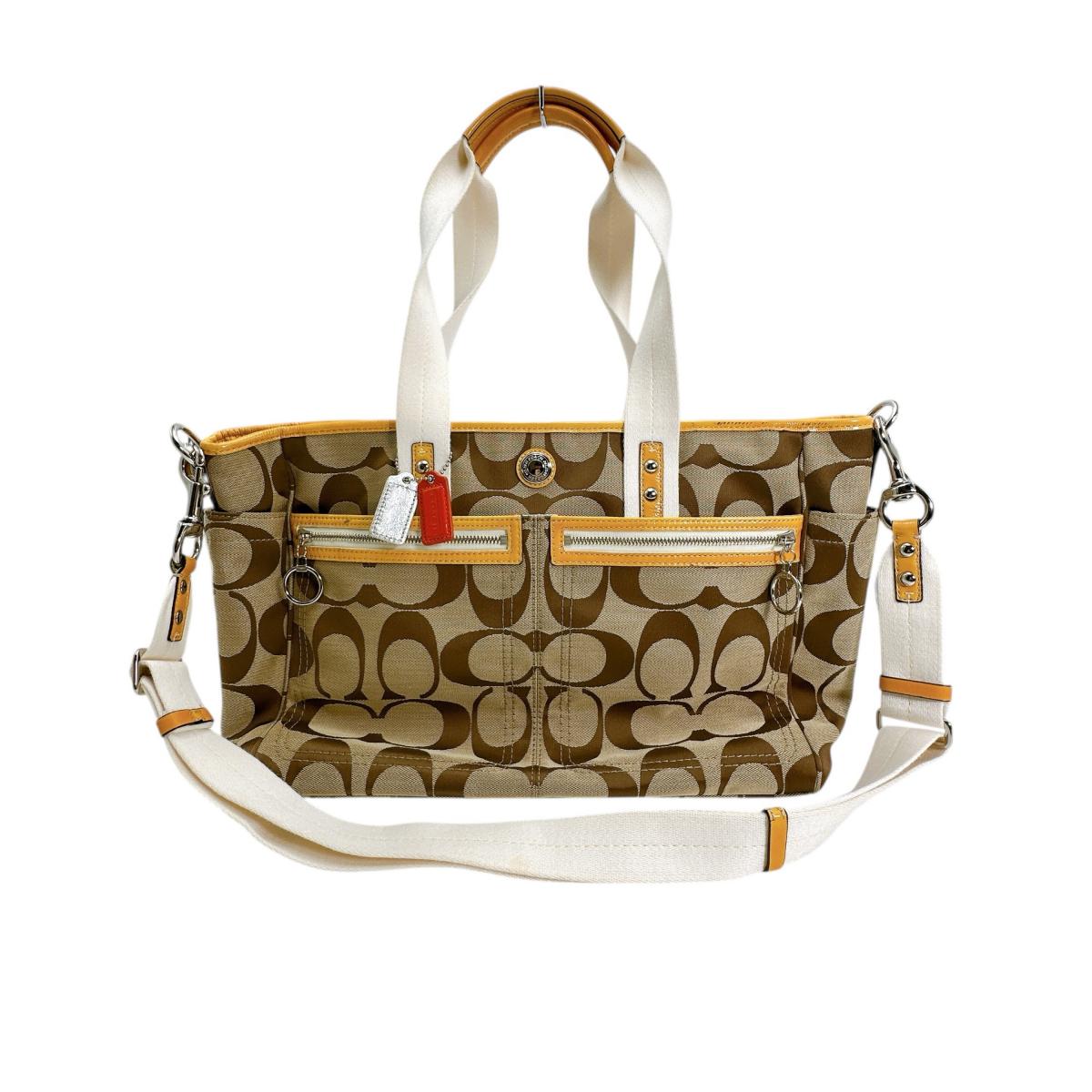 Coach Shoulder Bag F14871 Canvas Beige Handbag Large Capacity 2 Way Bag Women