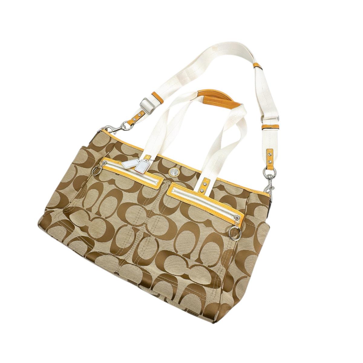 Coach Shoulder Bag F14871 Canvas Beige Handbag Large Capacity 2 Way Bag Women