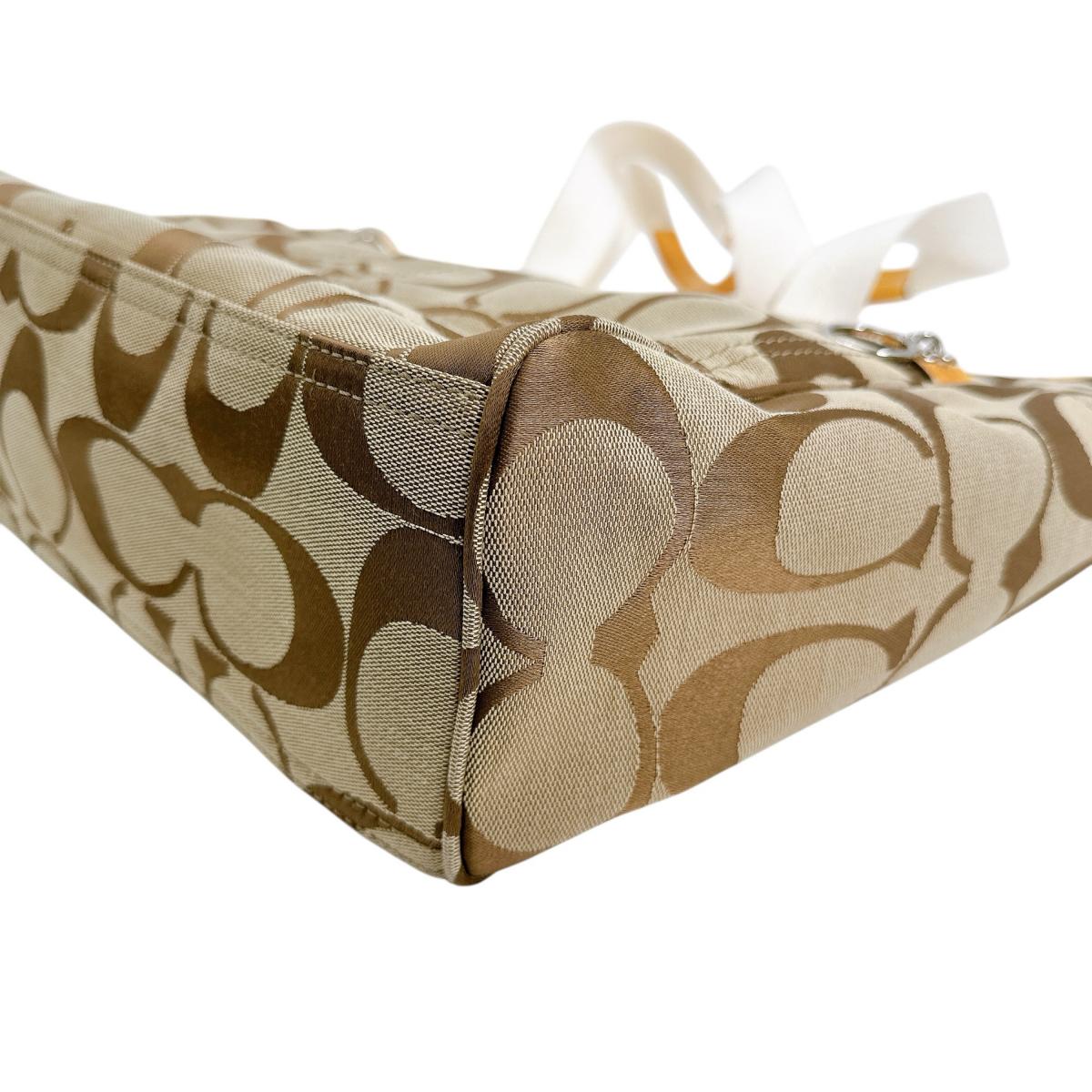 Coach Shoulder Bag F14871 Canvas Beige Handbag Large Capacity 2 Way Bag Women