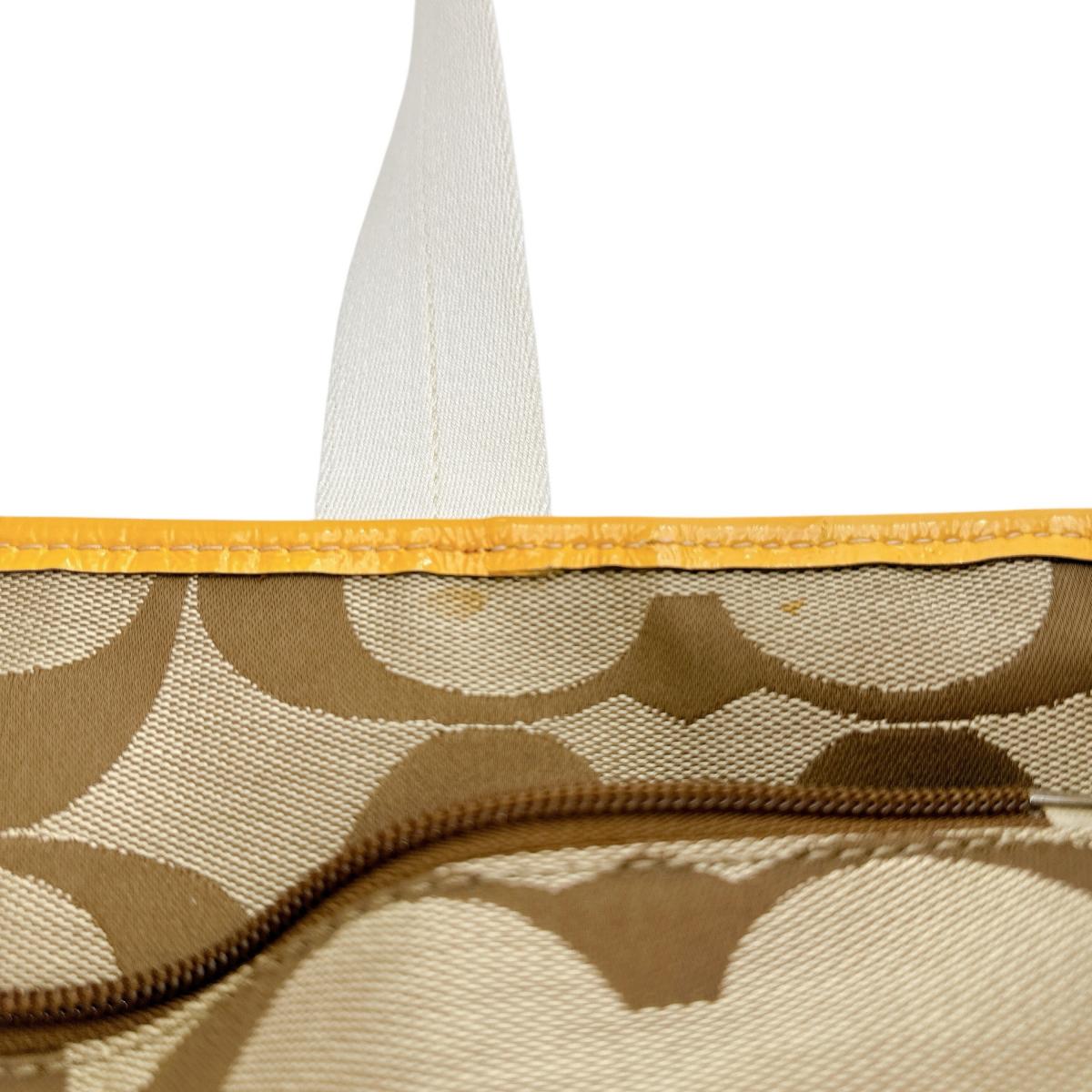 Coach Shoulder Bag F14871 Canvas Beige Handbag Large Capacity 2 Way Bag Women