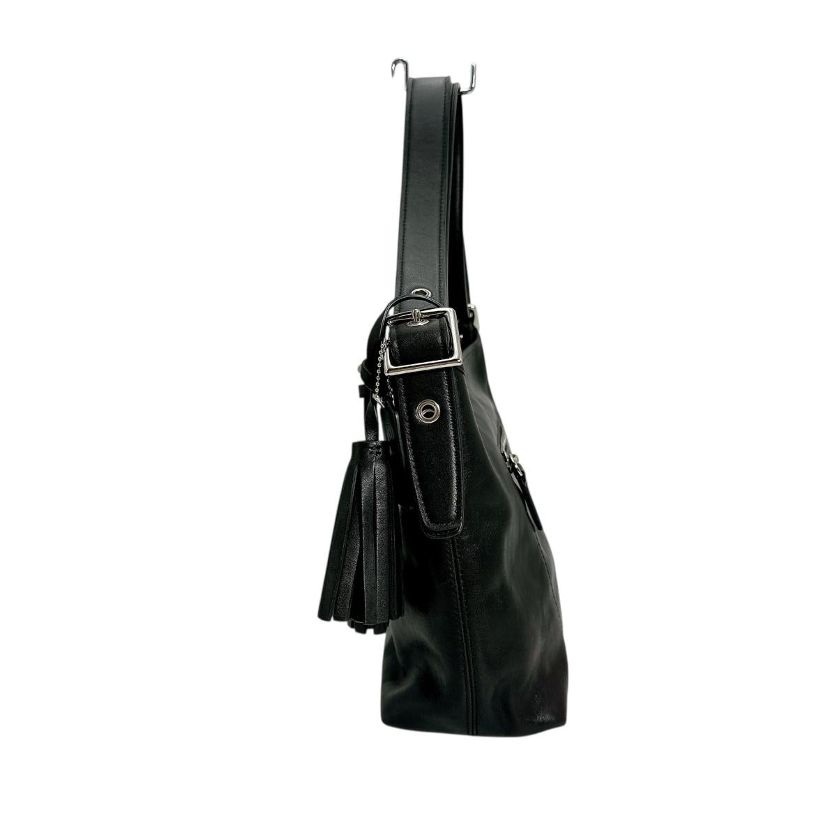 Coach Shoulder Bag 25355 Leather Black Tote Bag Tassel Legacy Women