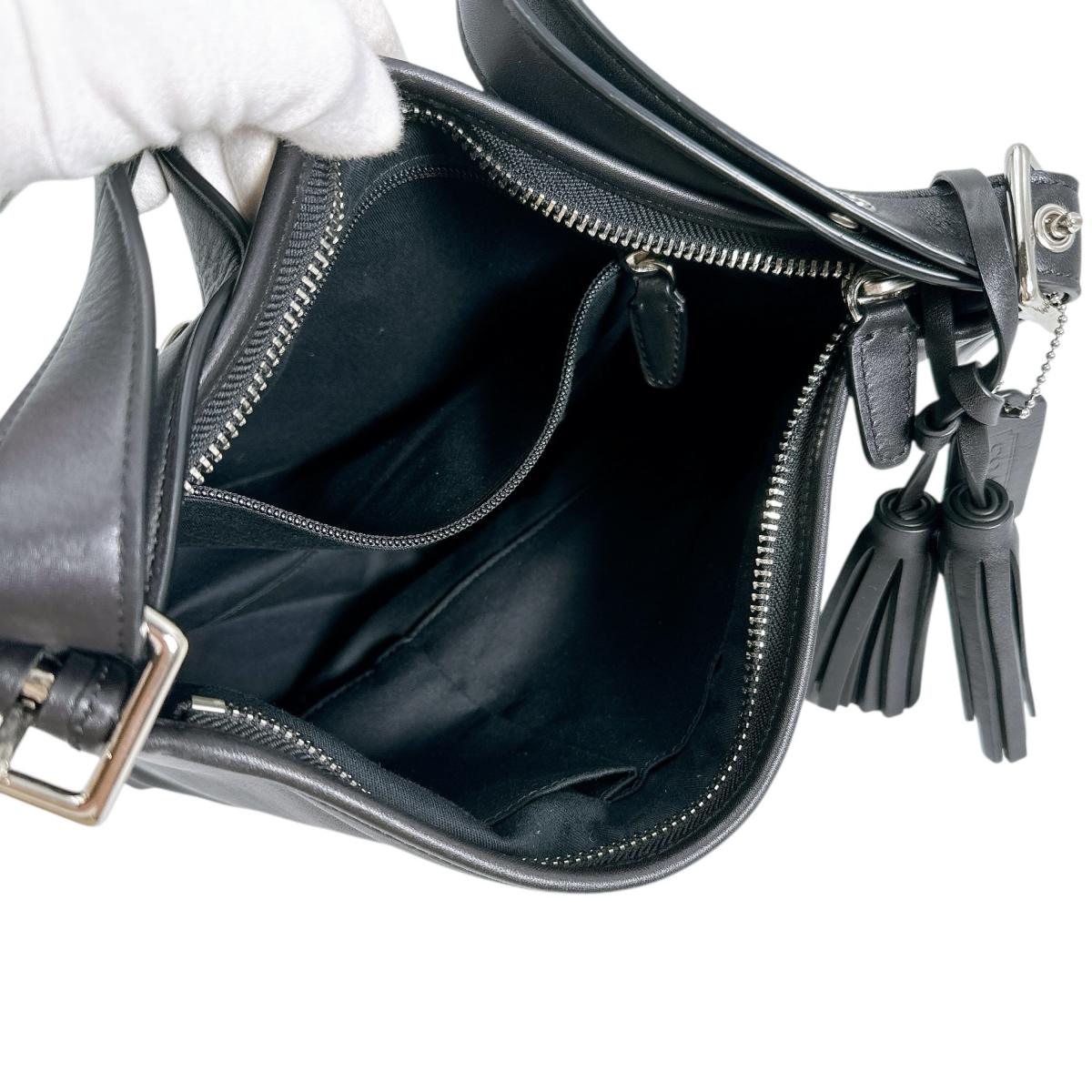 Coach Shoulder Bag 25355 Leather Black Tote Bag Tassel Legacy Women