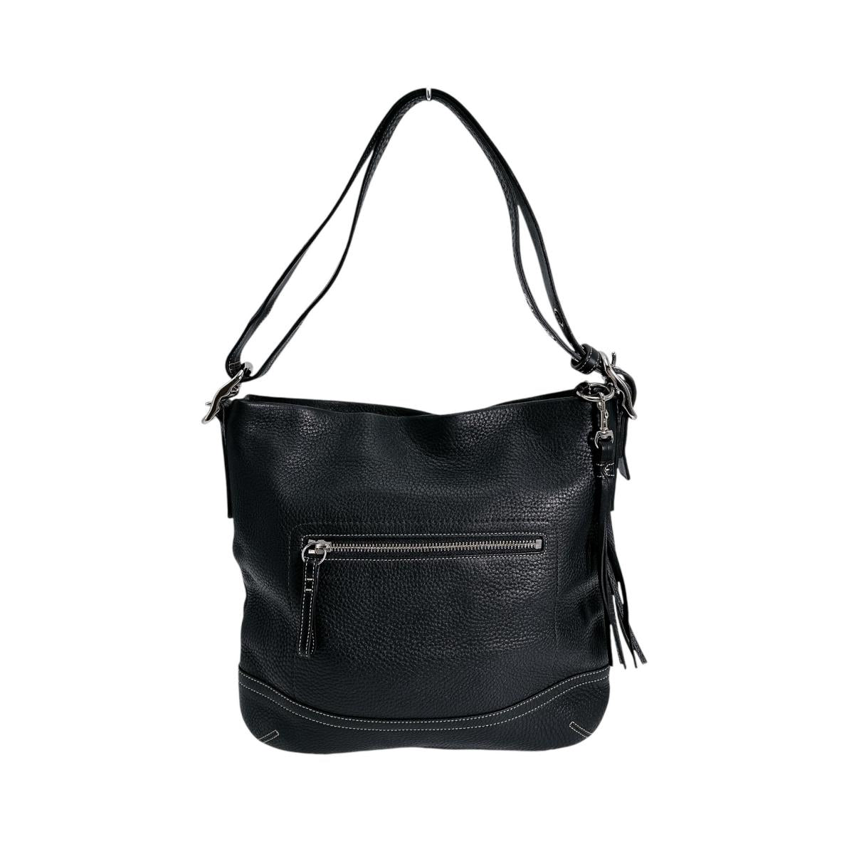 Coach Shoulder Bag K04S-1428 Leather Black Tassel Diagonal Crossing