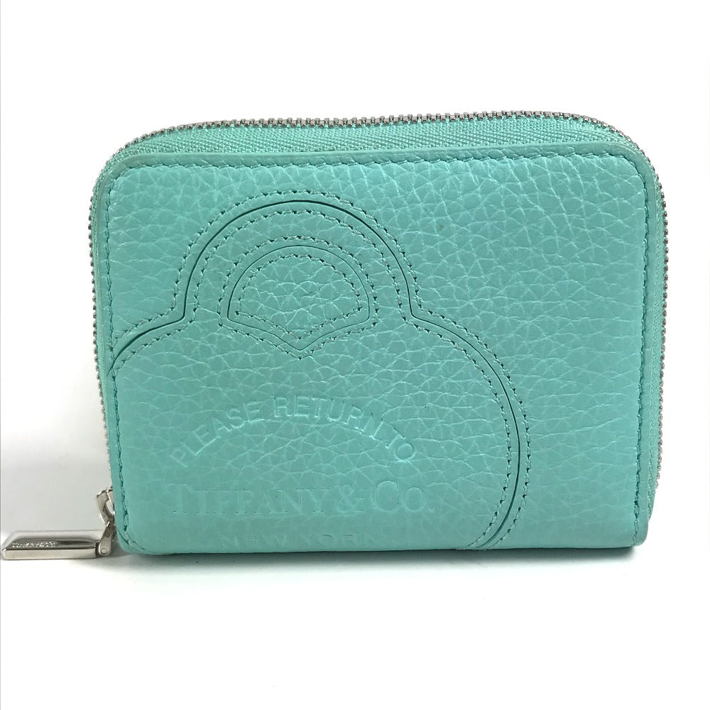 Tiffany&Co. Coin Case Leather Mint Green Compact Wallet Return To Tiffany & Co. Women