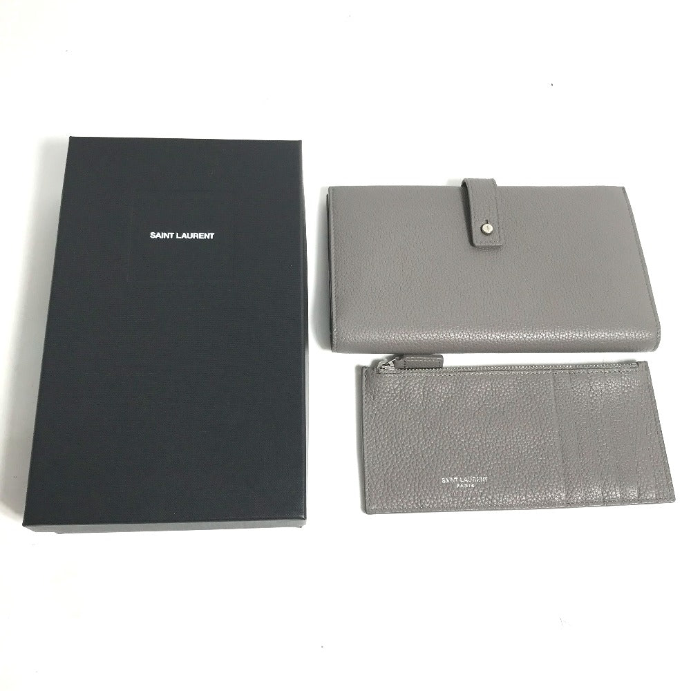 Yves Saint Laurent Long Wallet Purse 504981 Leather Gray Long Wallet Sac De Jules Women