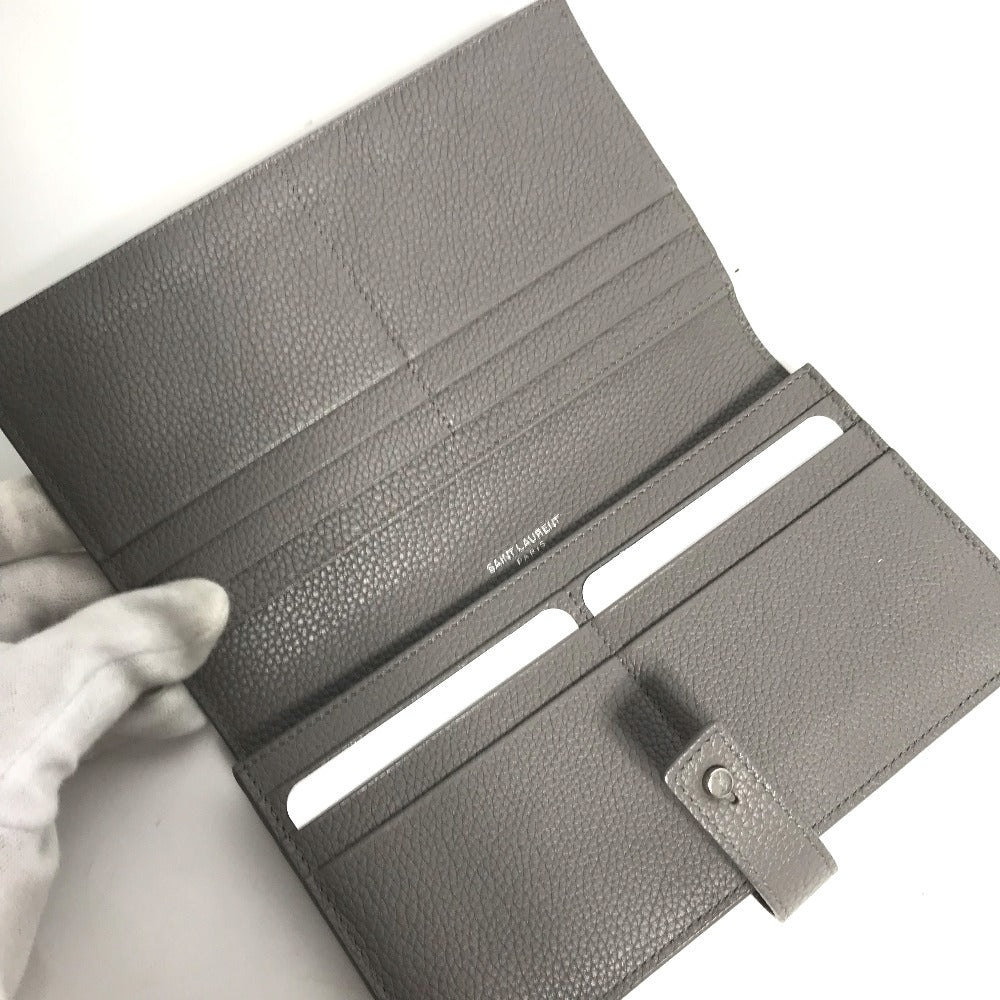Yves Saint Laurent Long Wallet Purse 504981 Leather Gray Long Wallet Sac De Jules Women