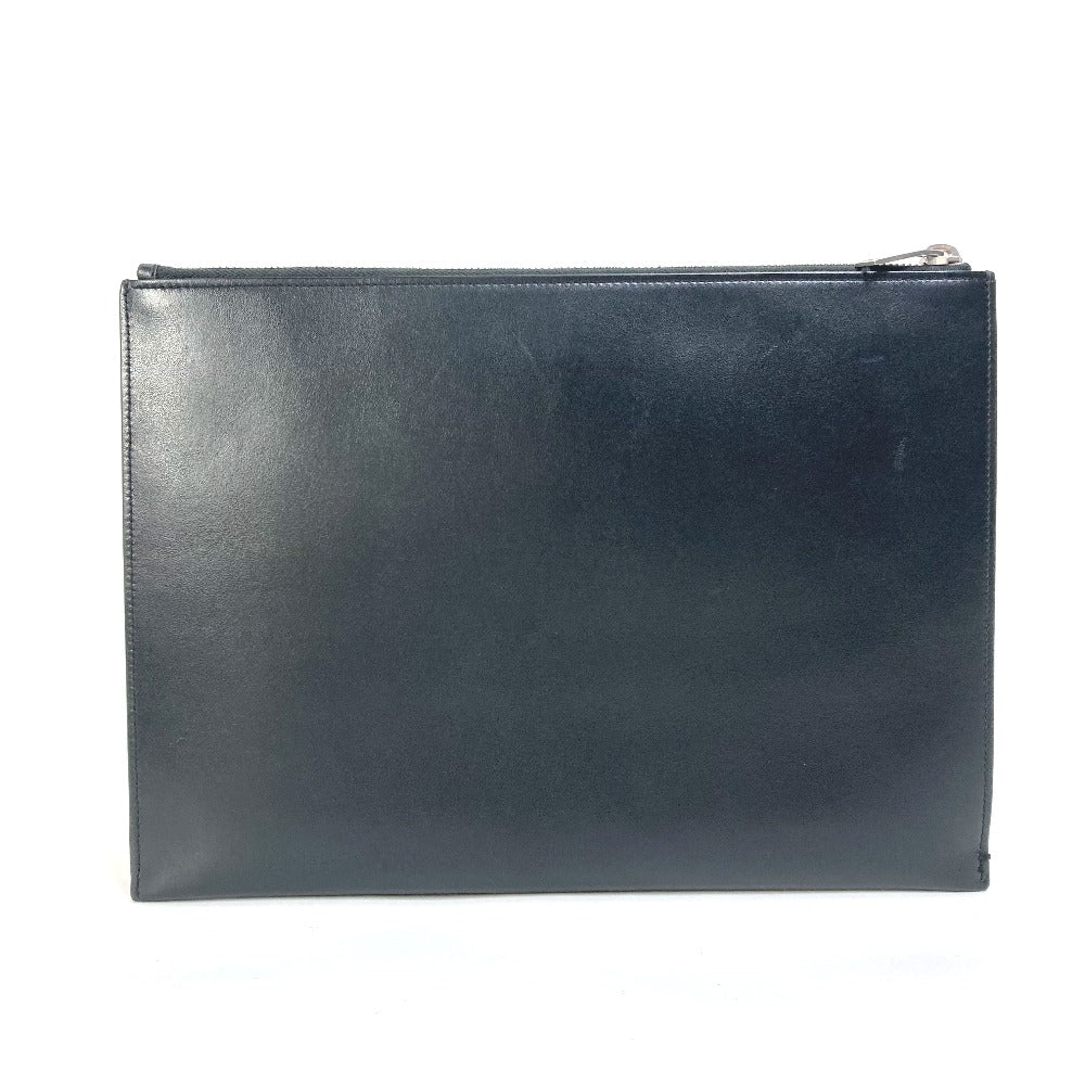 Saint Laurent Paris Clutch Bag 397295 Leather Black Pouch Logo Patch Mens