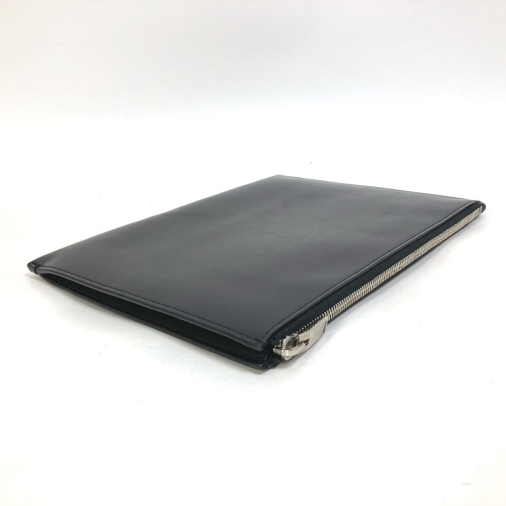 Saint Laurent Paris Clutch Bag 397295 Leather Black Pouch Logo Patch Mens