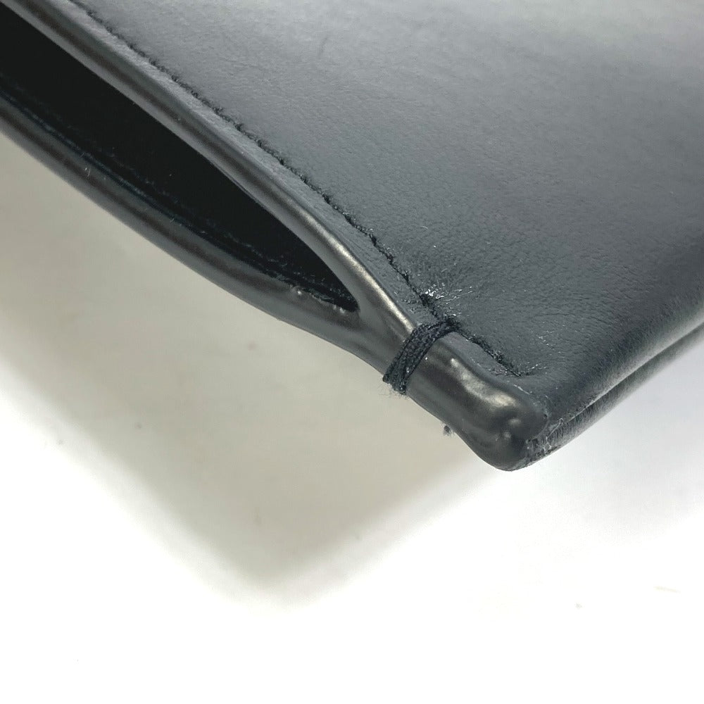 Saint Laurent Paris Clutch Bag 397295 Leather Black Pouch Logo Patch Mens