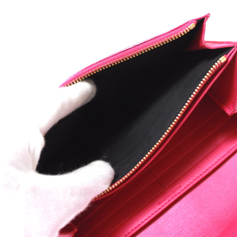 Saint Laurent Paris Long Wallet Purse 314995 Leather Pink Y Line Flap Wallet Women