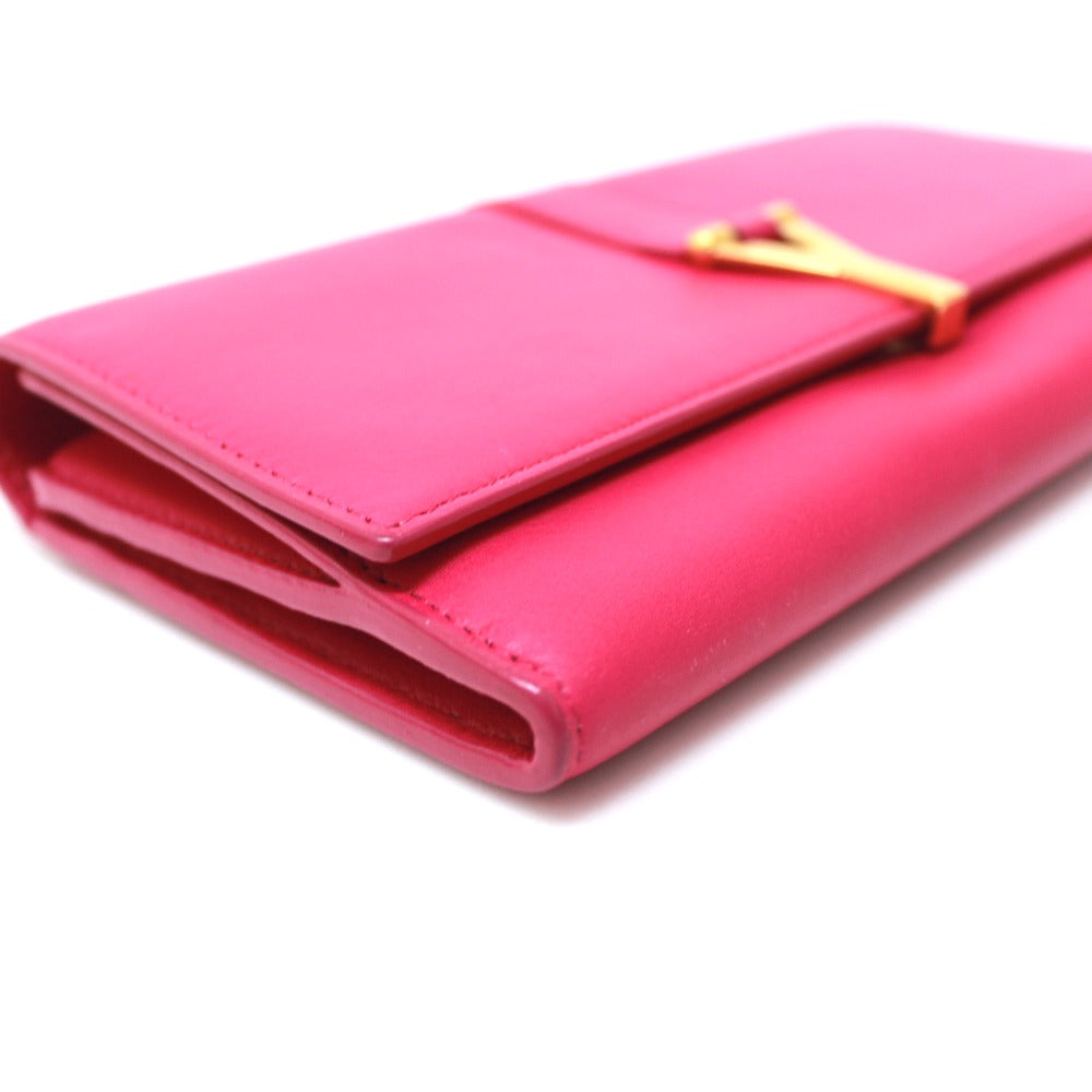 Saint Laurent Paris Long Wallet Purse 314995 Leather Pink Y Line Flap Wallet Women