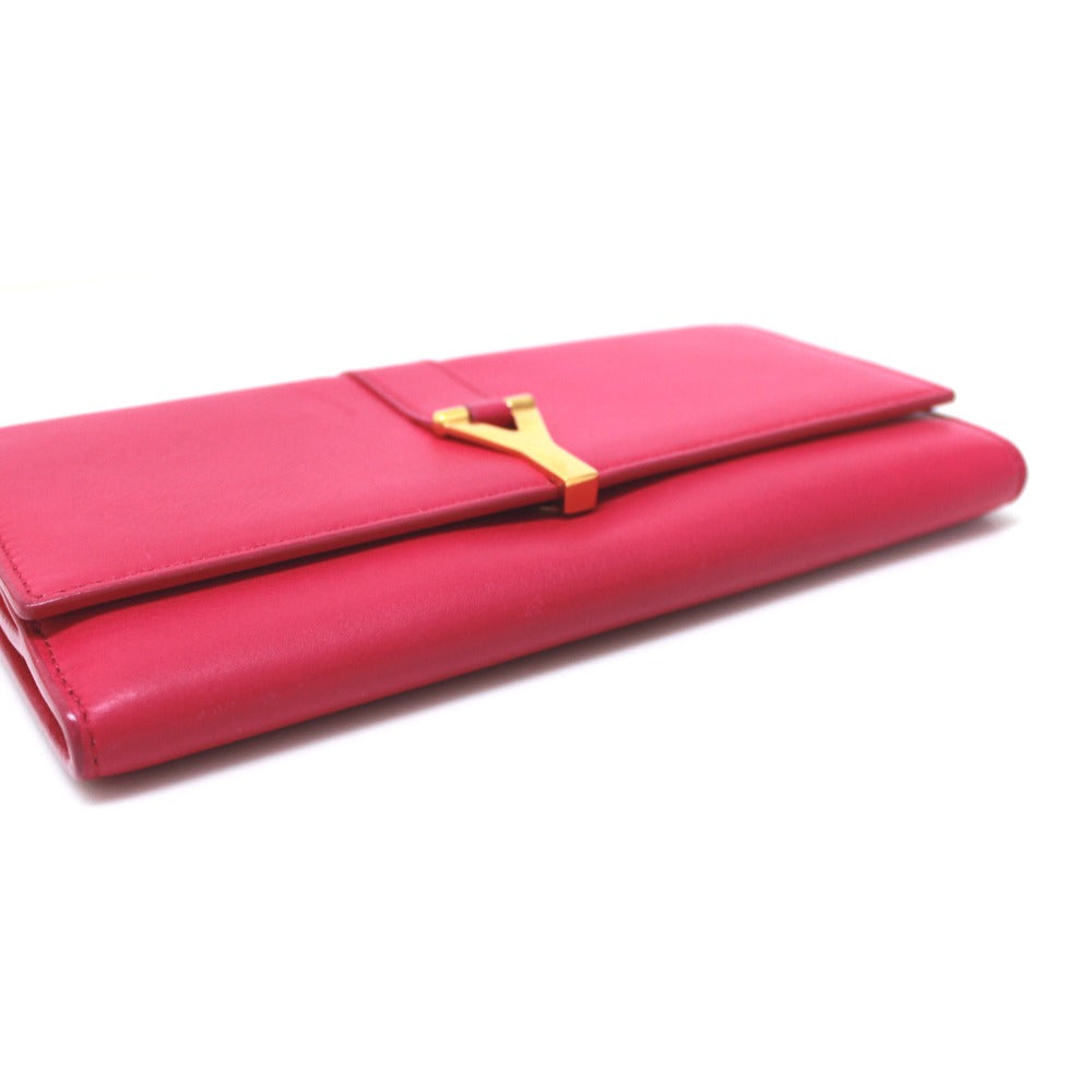 Saint Laurent Paris Long Wallet Purse 314995 Leather Pink Y Line Flap Wallet Women