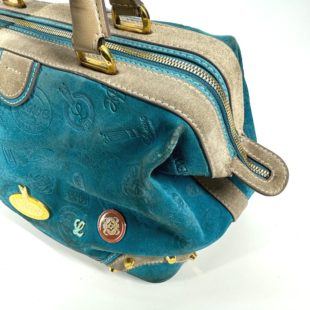 Loewe Boston Duffel Bag Leather / Suede Blue 160Th Anniversary Women